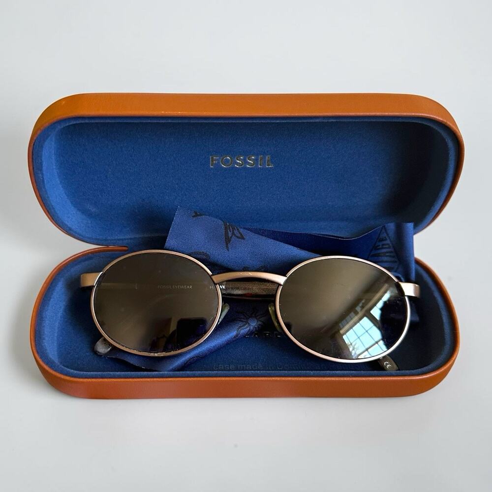 Fossil Hawk Prescription Sunglasses Oval Brown Tortoise Frames w/ Case Cloth